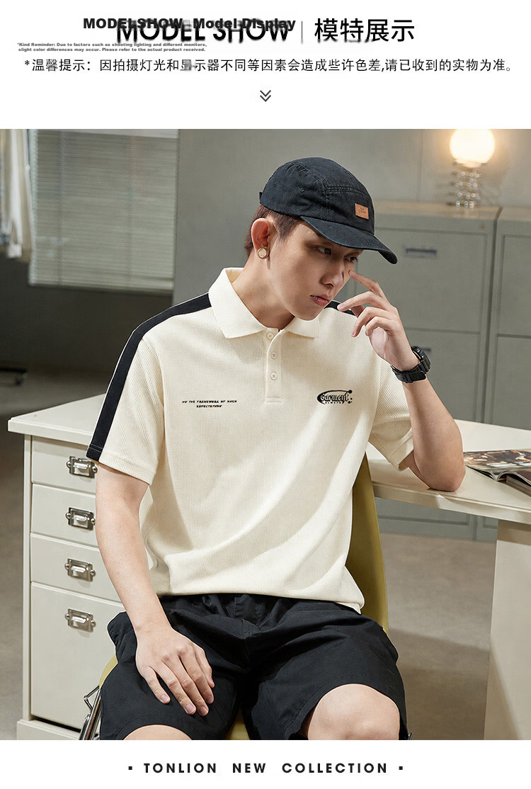 TonLion 2026 Summer New Men's Short Sleeve Polo Shirt Loose Fit Unique Youth Sports Stylish 14