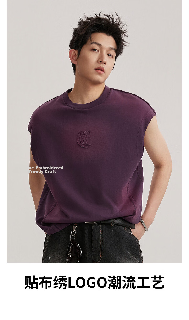CABBEEN Applique Embroidered Logo Men's Trendy Casual Comfortable Soft Breathable Vest 2026 Summer 4