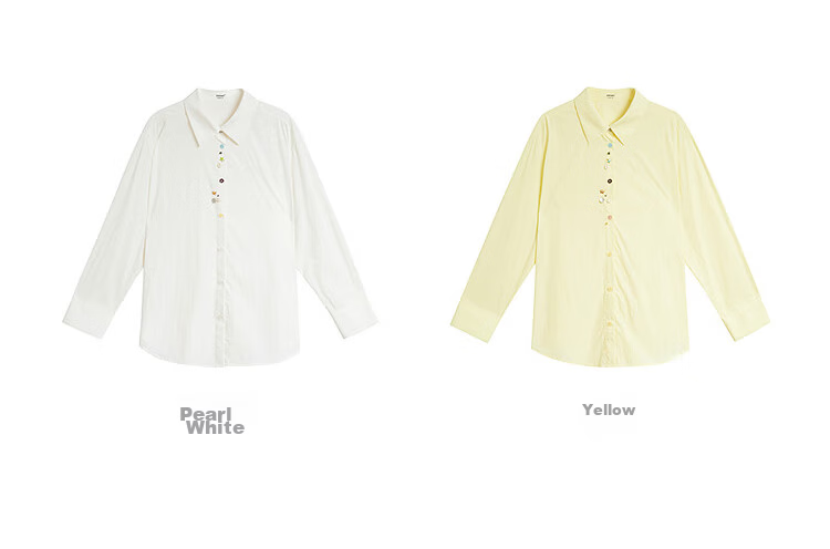 INMAN Simple Shell Beaded Embroidered Long Sleeve Shirt 26 Summer New Women's Commuting Turn-down Collar Top Purple S 32