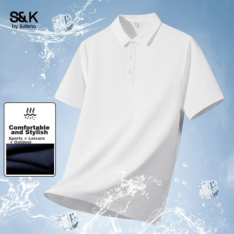 Baleno S&K Men's Short Sleeve Polo Shirt Casual Summer Loose Breathable Business Commuter T-Shirt