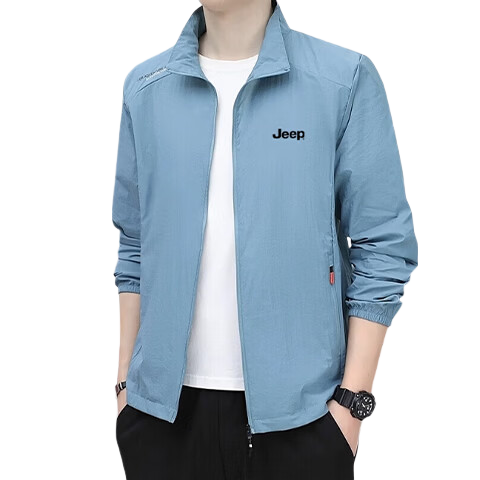 JEEP Father's Day Gift Men's Summer Sun Protection Jacket Breathable Stand Collar Casual Cooling Skin Jacket