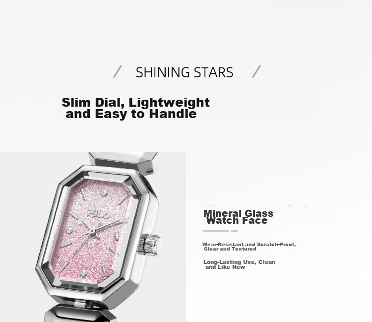 FILA Women's Starry Sky Small Square Watch Birthday Gift for Girlfriend Student Watch 6831-101 7