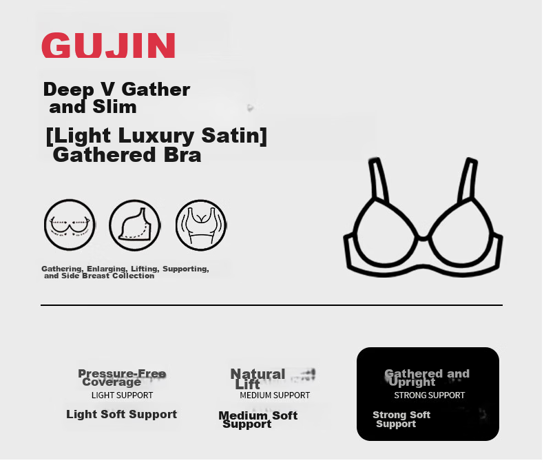 GUJIN Mulberry Silk Women's Lingerie Small Bust Push-Up Lift Side Support Wireless Anti-Sagging New Bra White 1
