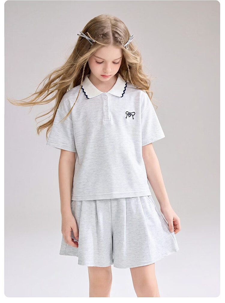 ASK JUNIOR Kids Summer Textured Sleeveless Vest Top and Girls Wide-Leg Shorts Two-Piece Set 28