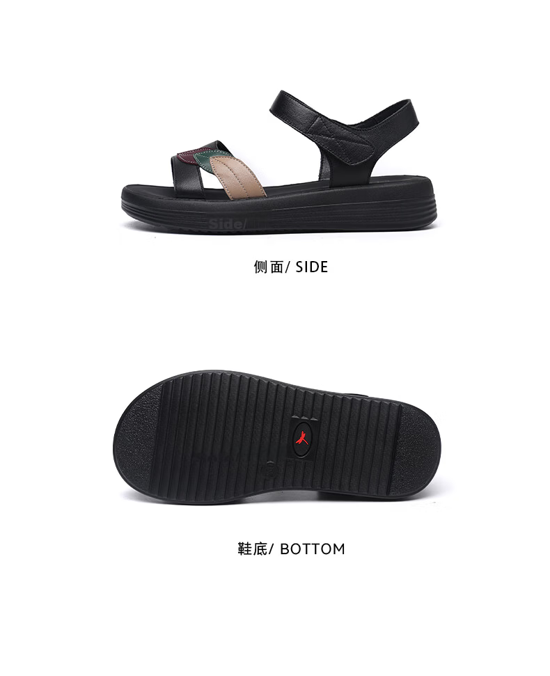RED DRAGONFLY Women's Sandals Flat Soft Leather Soft Sole Ethnic Style Mid Heel Beach Shoes WTK240802 Off-White Size 37 10