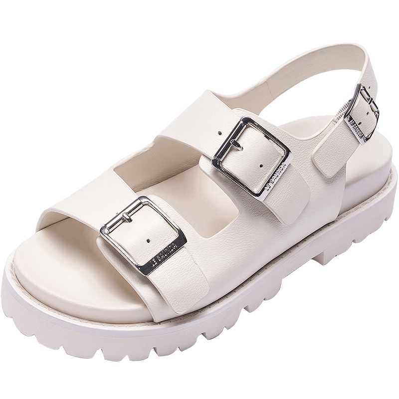 Larsdan Summer New Round Toe Thick Sole Beach Casual Double Strap Birkenstock Sandals Women 32401 Cinnamon Brown BRS 38