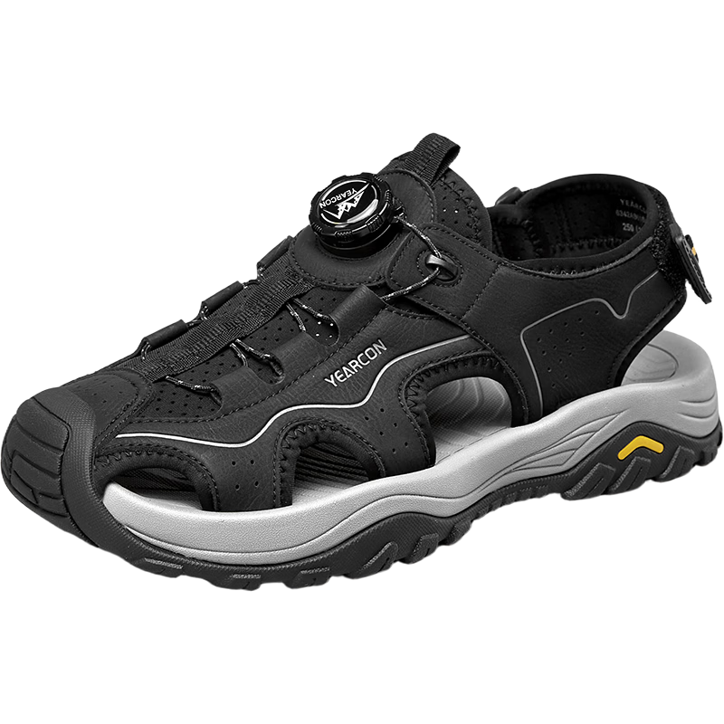 Eierkang Men's Casual Creek Walking Sandals Outdoor Sports Closed-Toe Beach Shoes 61867W Black Size 38