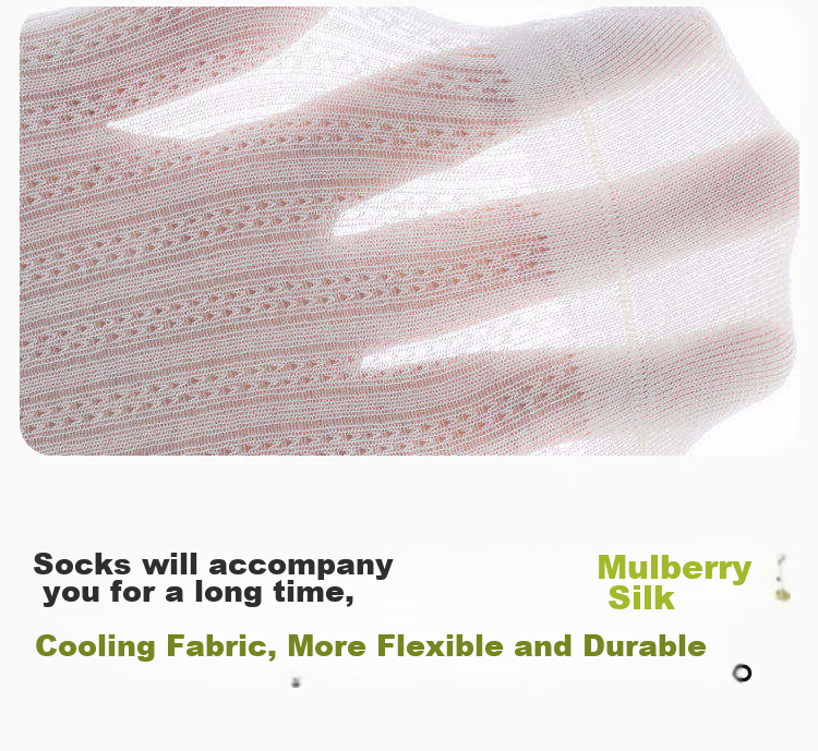 Langsha Women's Summer Thin Short Socks Seamless Mulberry Silk Mid-Calf Antibacterial Mesh Breathable White Ballet Style 8