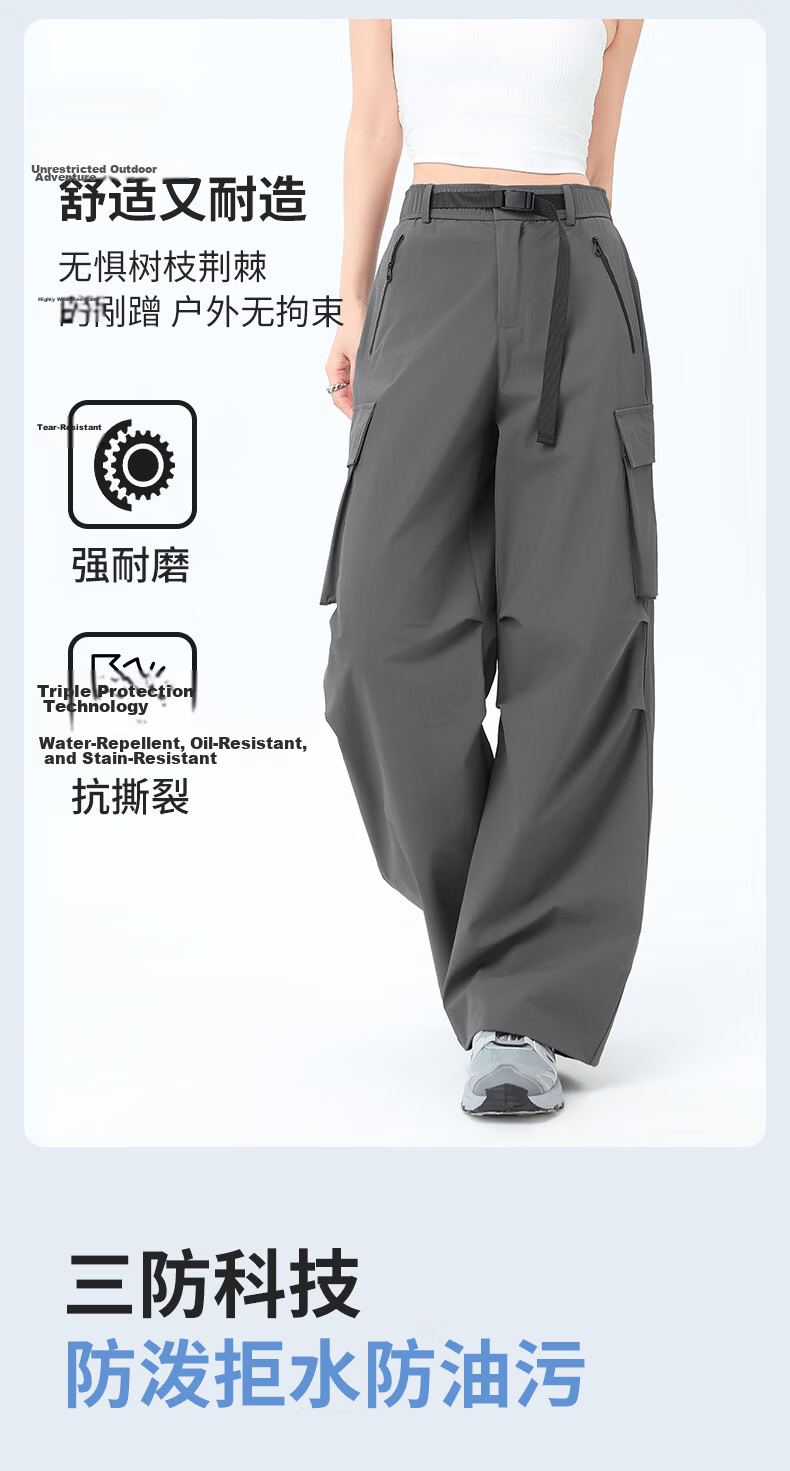 Langsha Women's Outdoor Quick-Dry Work Pants 2026 Summer Straight Loose Wide-Leg Sun-Protective Water-Repellent Casual Military Hiking Pants 8