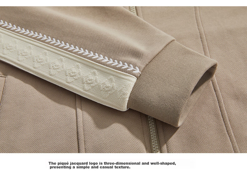 CABBEEN 410G Recycled Polyester Sweatshirt with Color-Blocked Side Tape and Wheat Ear Jacquard Design Spring 2026 Jacket 11