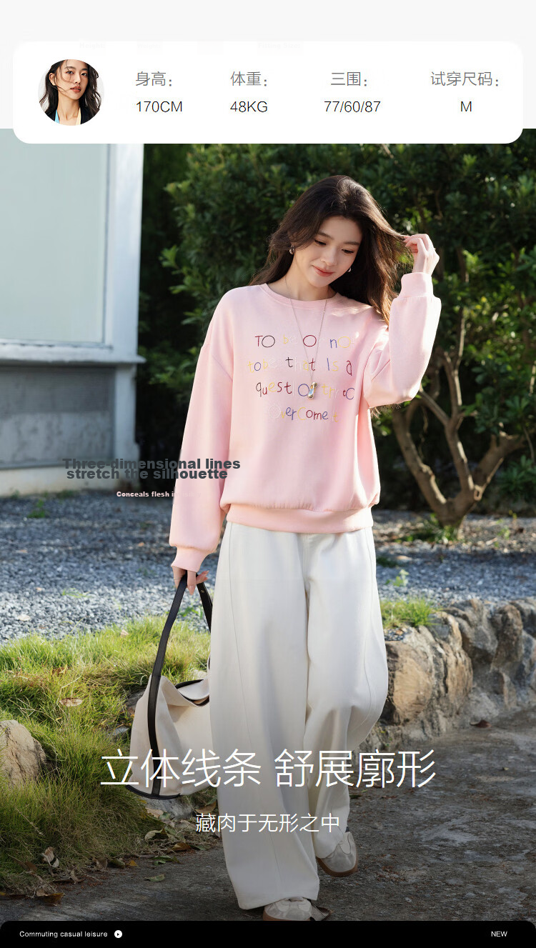 Demana Soft Air Layer Spring Commuter 3D Colorful Embroidered Thread Crewneck Drop Shoulder Loose Petite Women's Sweatshirt 8