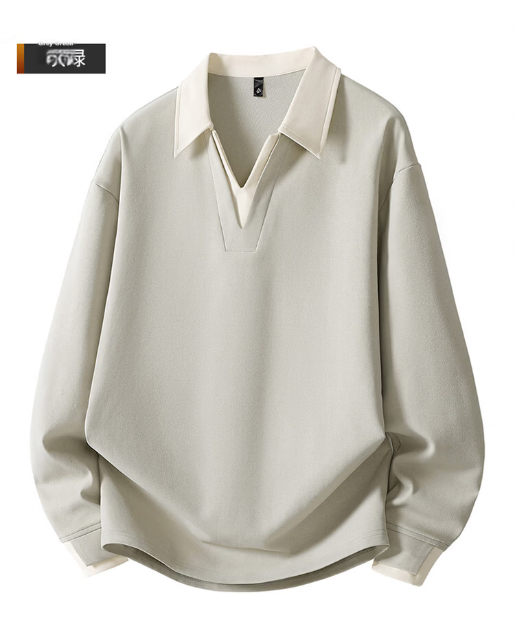 JEEP SPIRIT Men's American Style Turn-Down Collar Sweatshirt Spring Fake Two-Piece Color Block Long Sleeve Top Khaki 3XL 18