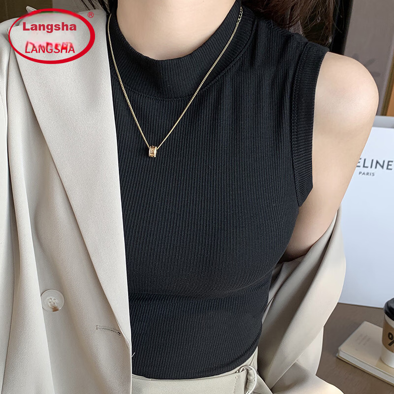 Langsha Women's Sleeveless Vest Tank Top Spring Summer New Slim Fit Side Coverage Outerwear Inner Layer High-End Base Shirt