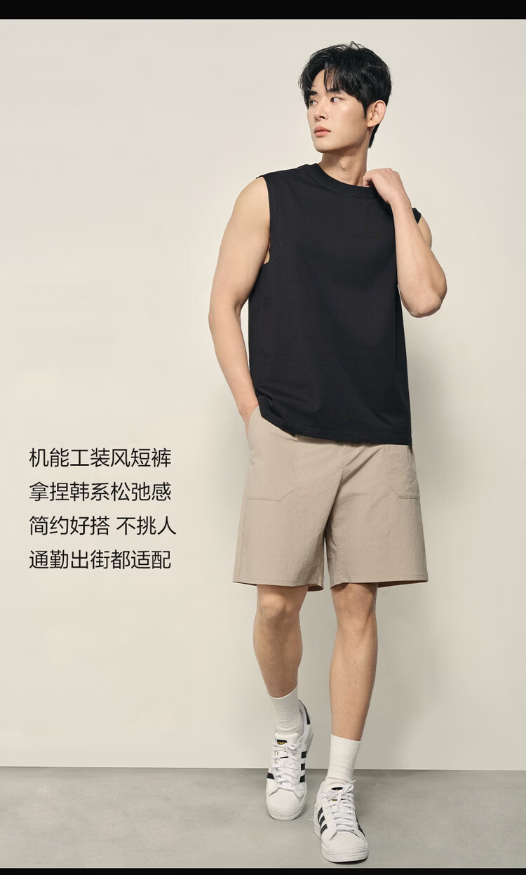 Giordano Men's 2026 Summer Textured Semi-Elastic Waist Casual Shorts Korean Style 01106598 5