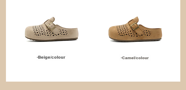La Chapelle Women's Birkenstock Style Summer Hollow Breathable Soft Sole Retro Outdoor Open Toe Slippers XZX798 Camel 38 5
