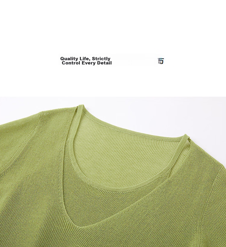Demana [Breathable Tencel] Spring Design Fake Two-Piece Short Sleeve Sweater Gentle Slimming Women's Knitwear 15