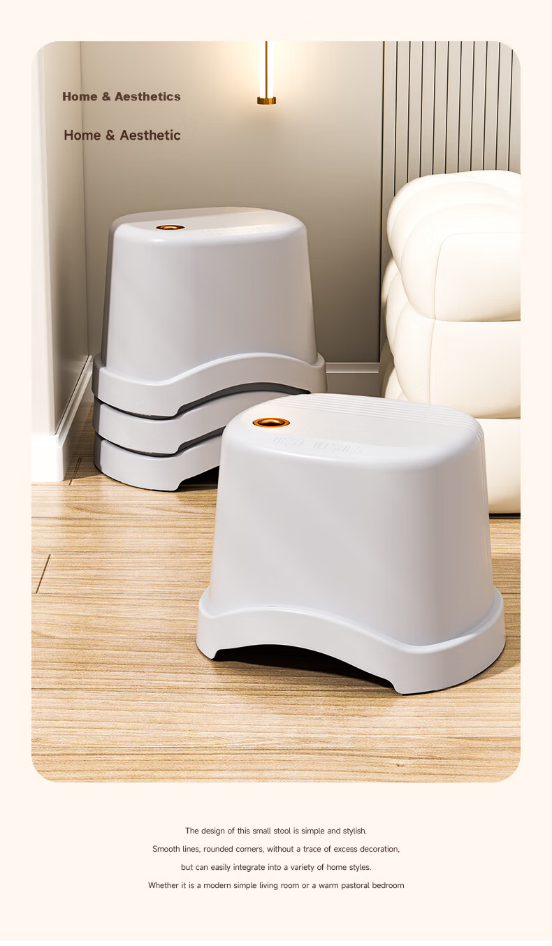 Baicaoyuan Small Plastic Stool, Thickened Children's Non-Slip Bath Stool, Living Room And Bathroom Low Stool for Home Use 24