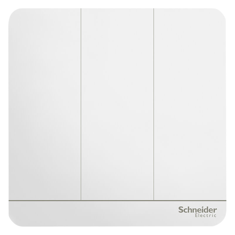 Schneider Three-Gang Single-Control Switch Panel, 86-Type Wall Power Switch Socket Panel, Yishang Series, Mirror Porcelain White