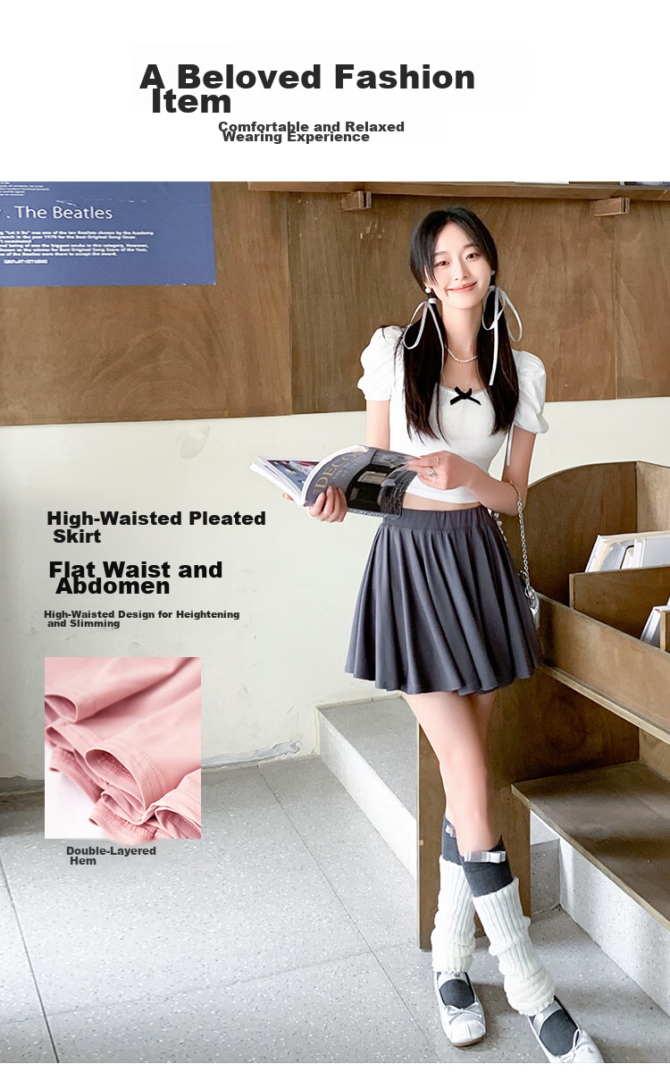 Free Style Ice Silk Sports Pleated Skirt for Women 2026 Summer New Badminton Sun Protection Yoga Anti-Exposure Petite Half Skirt 5