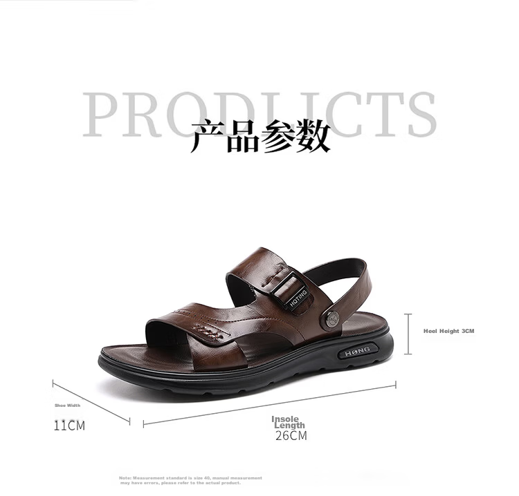 Red Dragonfly Men's Leather Fashion Casual Sandals Lightweight Soft Sole Dual-Wear Driving Beach Shoes WTT261141 Black Size 43 8