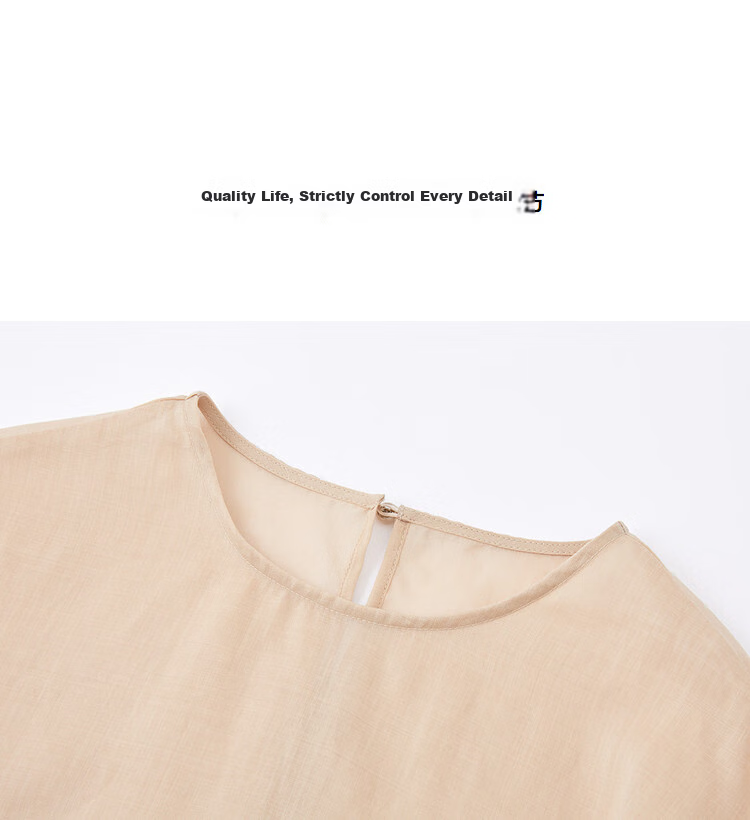 Demana [Ramie Lyocell Blend] Summer Elegant Round Neck Tie Loose Slimming Concealing Shirt for Women High-End Feel 15