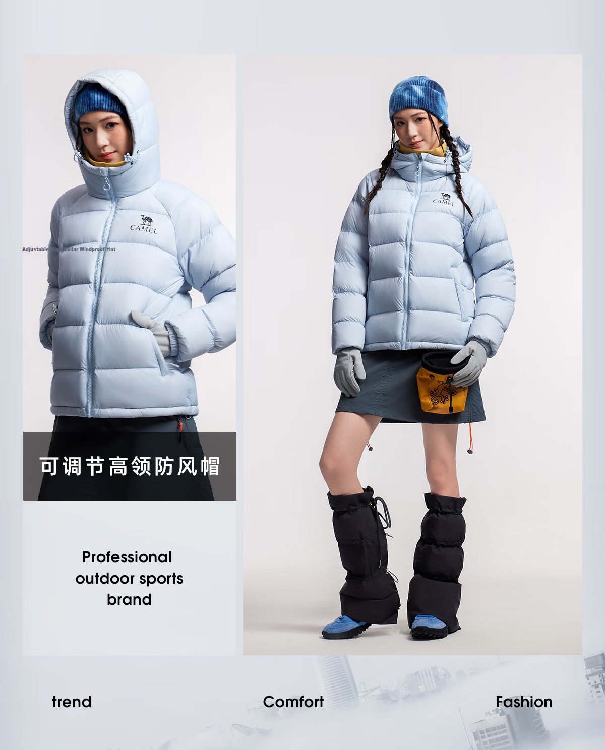 CAMEL Women's down Jacket, Autumn And Winter New Style, Unisex High-Loft Windproof Warm Anti-Static Puffer Coat, 2XL 8