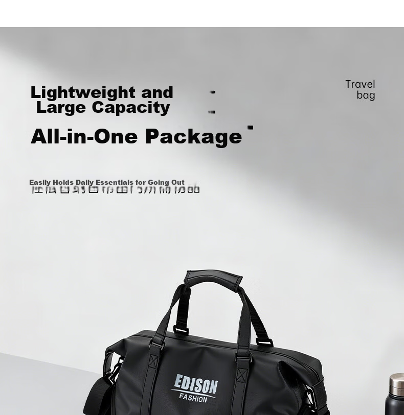 Edison Multifunctional Fitness Bag for Men Handheld Crossbody Business Travel Large Capacity Casual Backpack LX260 Black 7