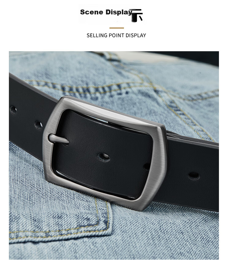 BOSTANTEN Minimalist Korean Style Men's Casual Leather Belt with Pin Buckle, Trendy and Versatile Waistband for Men, Perfect Birthday Gift for Boyfriend 5