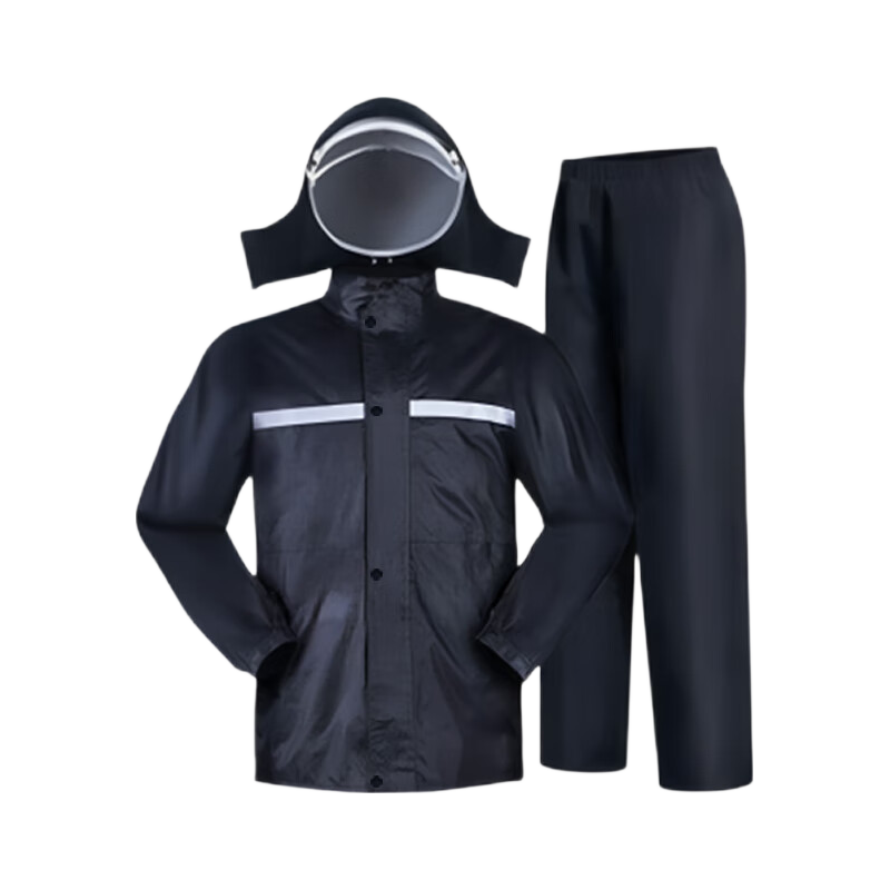 Lelandi Adult Two-Piece Raincoat And Pants Set, Long Style, for Cycling And Food Delivery, Reflective, Windproof, Storm-Proof, with Hood, 2XL L1176