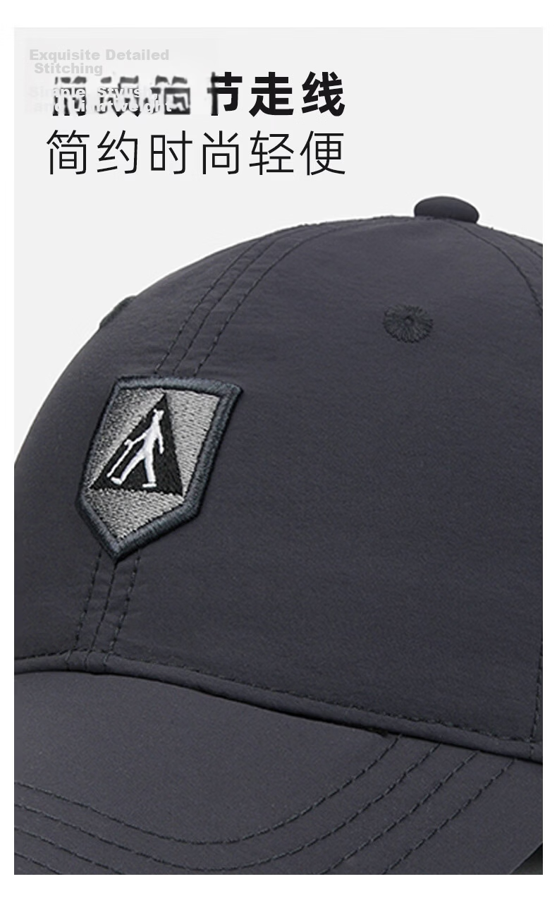 Zulijian Men's Baseball Cap Sun Protection Hat Women's Duckbill Cap Sports Outdoor Travel Sun Hat Black 2