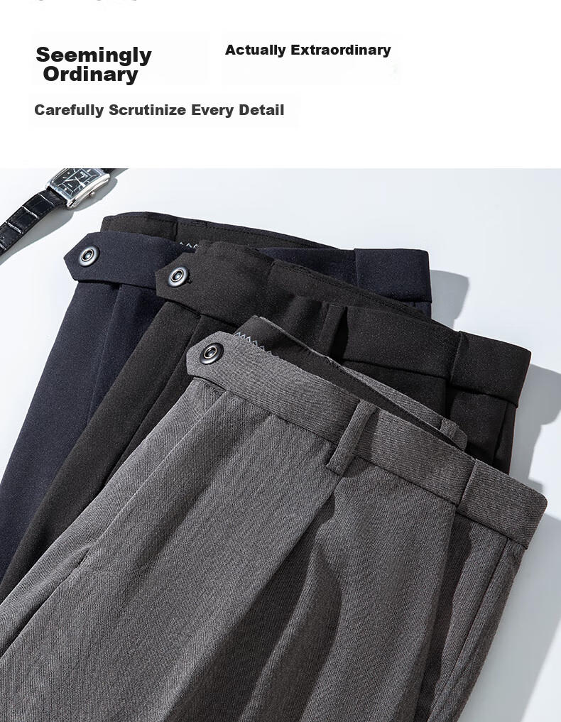 FIRS Anti-Wrinkle Non-Iron Double-Pleat Men's Business Straight-Leg Pants Loose Workwear Casual Trousers for Men 12
