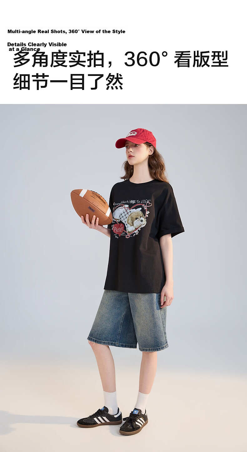 TonLion 2026 Summer New Women's Short Sleeve T-Shirt Black Korean Style Loose Youthful Trendy Brand 7
