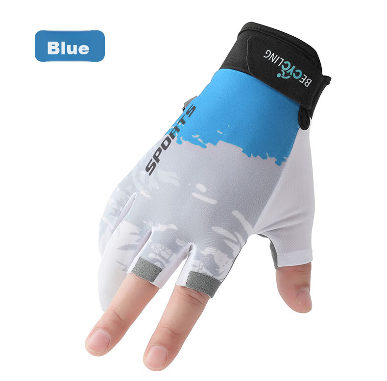 Jian Cai Summer Sun Protection Ice Silk Anti-Slip Thin Breathable Three-Finger Cycling Sports Fitness Fishing Lure Gloves for Men 11