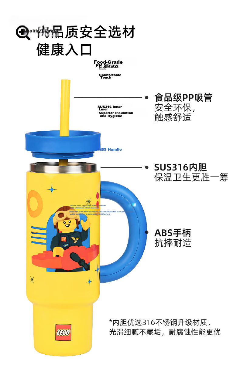 LEGO Astronaut Insulated Tumbler Large Capacity Water Bottle Birthday Gift for Boys and Girls 3
