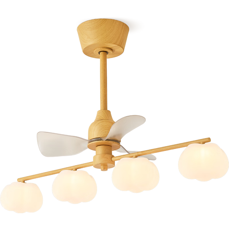 OPPLE Full Spectrum Cream Style LED Decorative Ceiling Fan Light Chandelier Bedroom Light Oscillating Smart Cream Bubble 4-Head