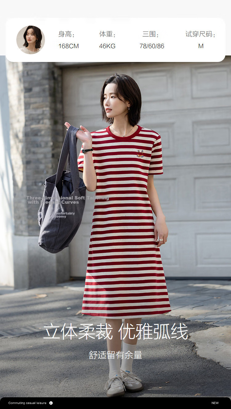 Demana Fresh Cloud Cotton Summer Round Neck Smile Bead Embroidery Short Sleeve Straight Loose Dress for Women Premium Feel 9