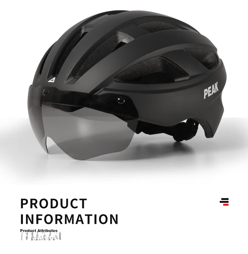 Peak Integrated Cycling Helmet with Goggles Unisex Mountain Road Bike Matte Black 2