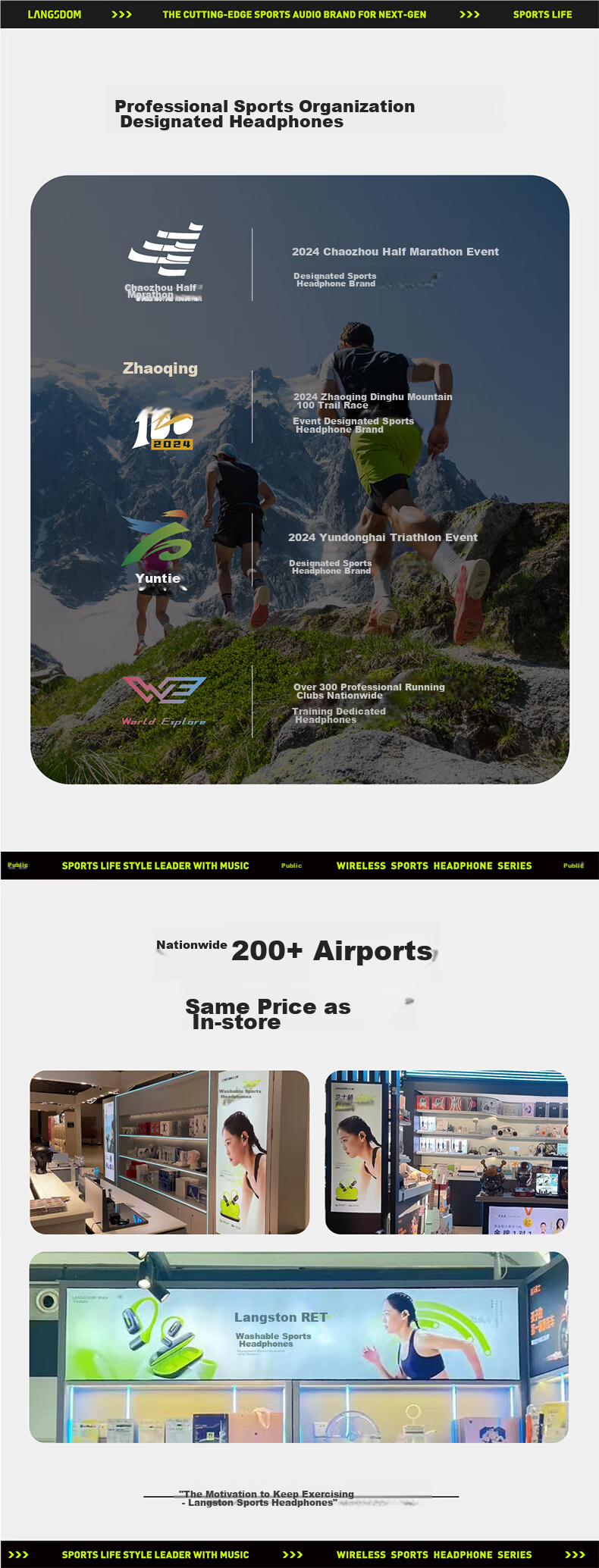 Langston AirFit Bluetooth Bone Conduction Open-Ear Noise-Cancelling Sports Earphones Firefly Green for Apple Huawei 24