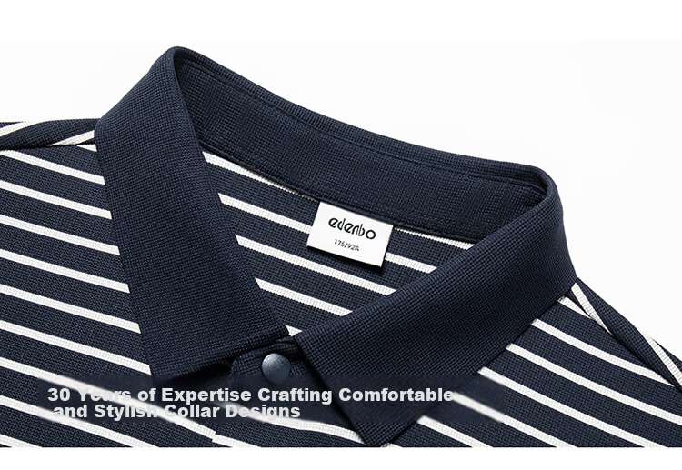 Edenbo Men's Short Sleeve Polo Shirt Spring Summer Striped Skin-Friendly Commuter Top Navy Blue 170/88A (L) 6
