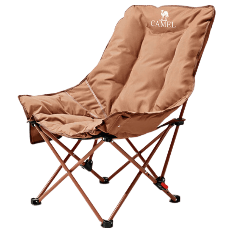 CAMEL Outdoor Camping Folding Recliner Nap Chair Padded Lazy Fishing Thickened High Back Moon Chair 9003