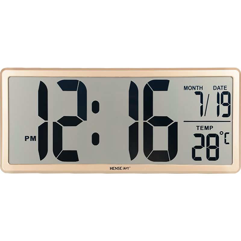 Hense Creative Electronic Clock Perpetual Calendar Large Screen Wall Clock, Table Clock, LCD Display Alarm Clock, Living Room Floor Clock HA88 Gold 36cm Back-To Seaso
