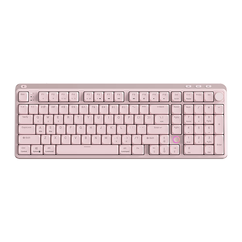 KZZI i98 Low-Profile Tri-Mode Mechanical Keyboard 100 Keys Office Slim Portable Hot-Swappable Apple iPad Keyboard Long Battery Life Peach Pink RGB White Snow Switch