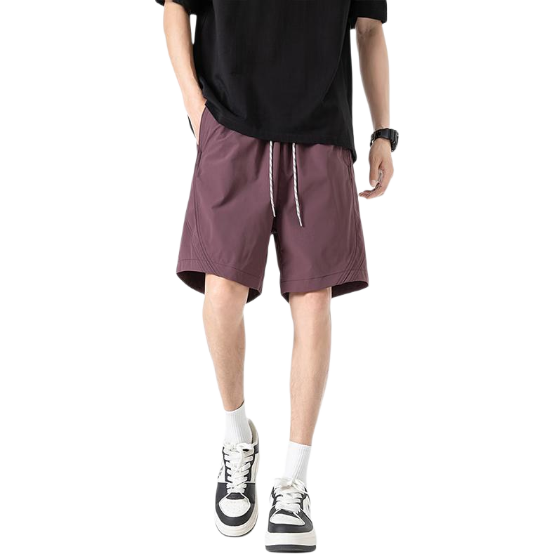Foss Phil Men's Summer Lightweight Breathable Casual Shorts Versatile Quick-Dry Sports Shorts K008 Burgundy Red M