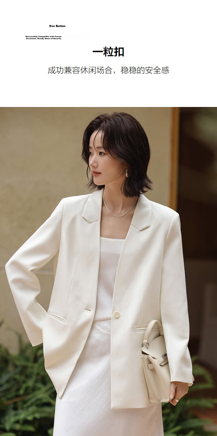 Demana [Smart Elegance] Spring Business Commuter Single-Button Double Piped Pocket Women's Blazer Jacket 7