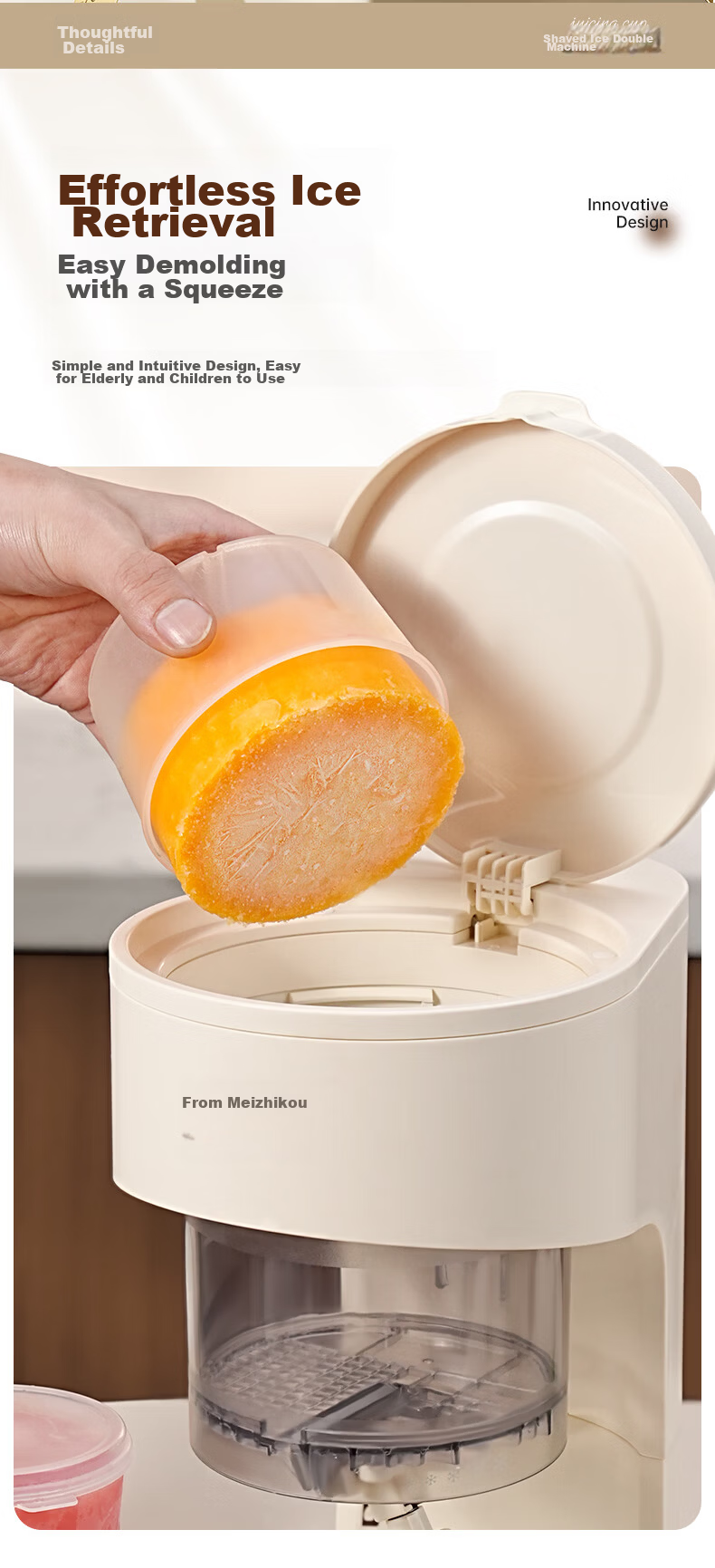 Meizhikou Ice Shaver, Home And Street Vending Automatic Snow Cone Machine, Multifunctional Electric Ice Crusher, Adjustable Coarse And Fine Settings, Soft Serve Machine 19