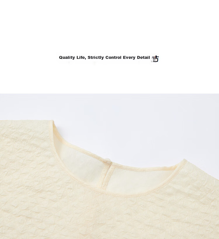 Demana Elegant Urban Summer Glossy Round Neck Drop Shoulder Short Sleeve Loose Slimming Concealed Shirt for Women High-End Feel 12