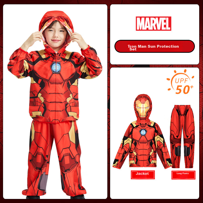 Disney 2026 New Iron Man Summer Boys' Sun Protection Jacket Breathable Cooling Travel Shirt 140CM Children's Day Gift