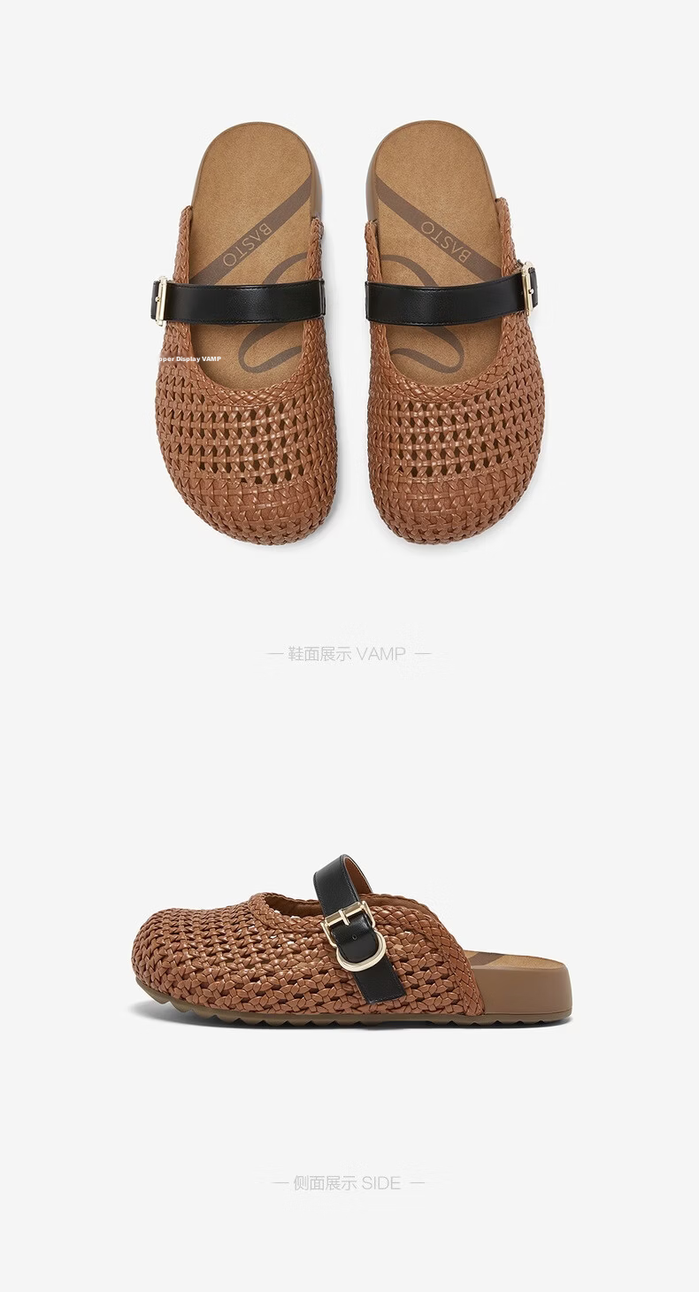BASTO Woven Hollow Breathable Platform Birkenstock Style Women's Slippers D5116BH6 22