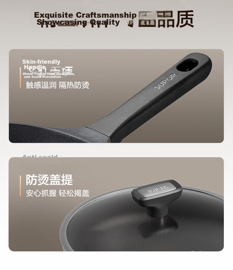 SUPOR Titanium Oil-Repellent Red Dot Non-Stick Frying Pan, Ultra Durable Non-Stick Skillet, Compatible with Induction Cooktops PJ28JZ1 16