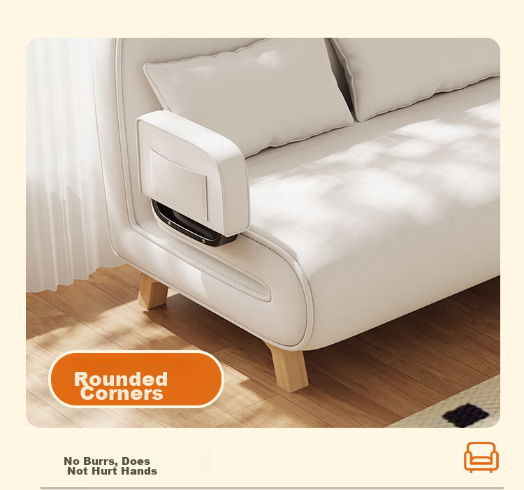 Yupin Sofa Bed Home Living Room Single Double Nap Foldable Sofa Chair Small Sofa S327 Latex Off-White 105 11